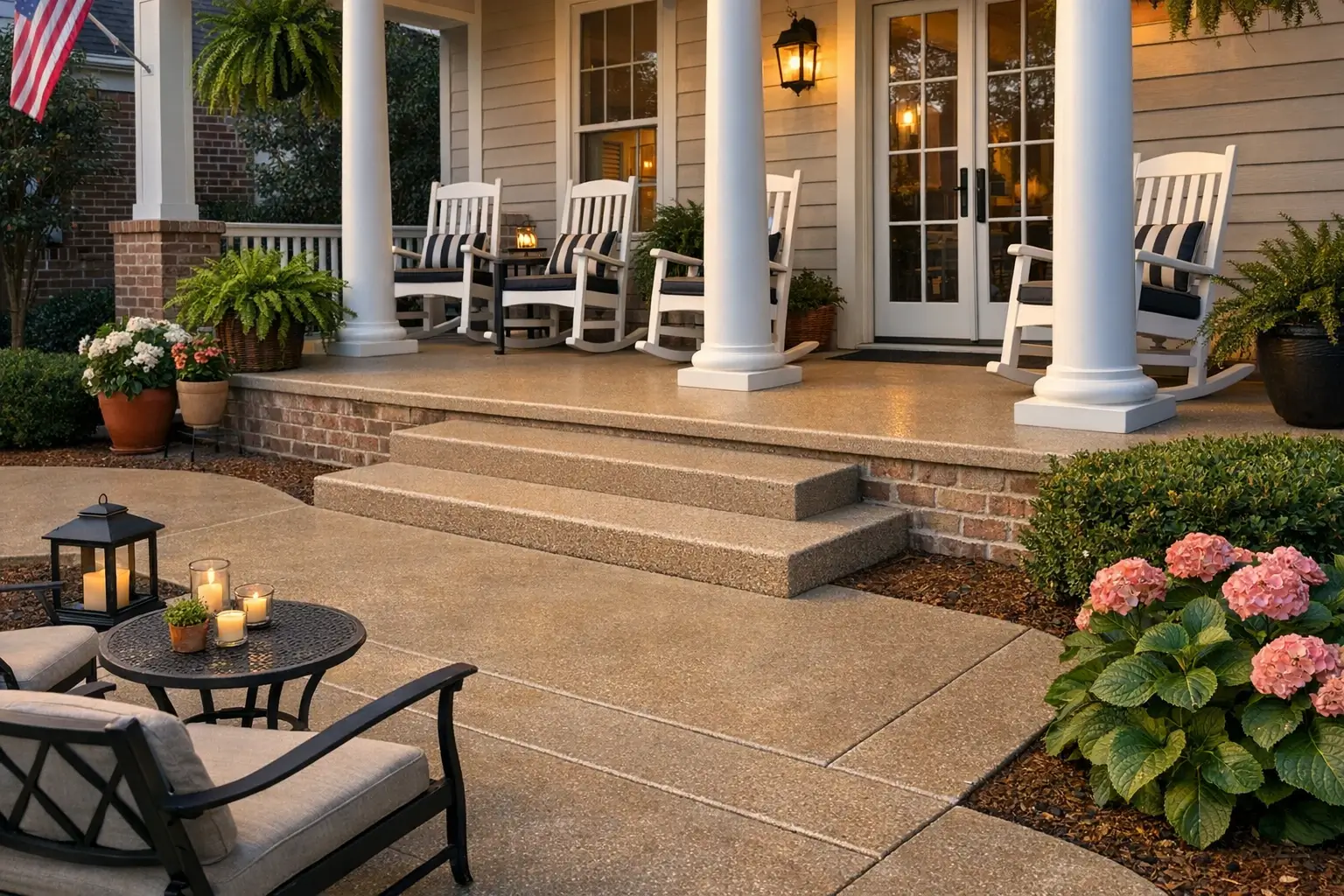 Resurfaced concrete patio and porch
