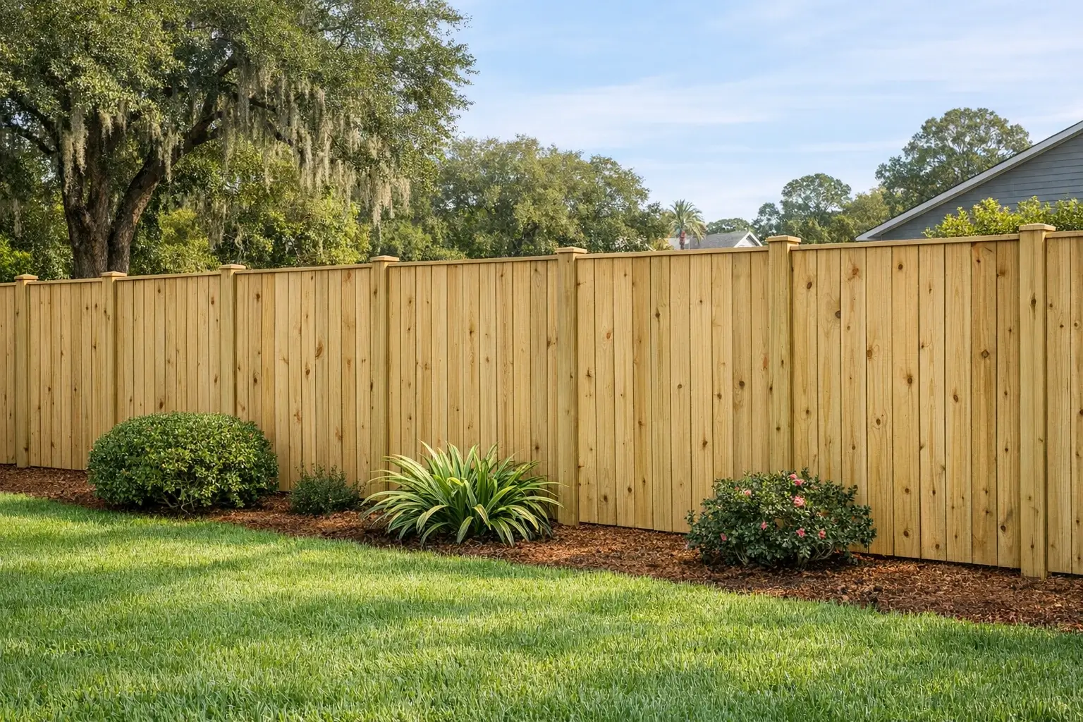 New 6-foot wood privacy fence replacement