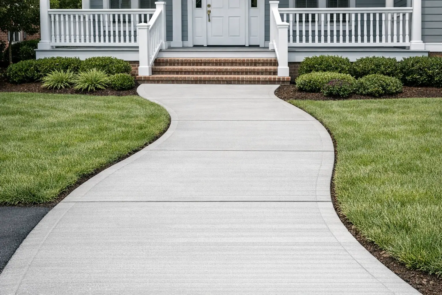 Front entry walkway with new concrete